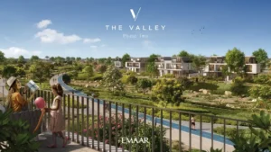 Velora 2 at The Valley by Emaar balcony view overlooking landscaped parks and cycling trails in Dubai - Presented by Tohid Fetrat
