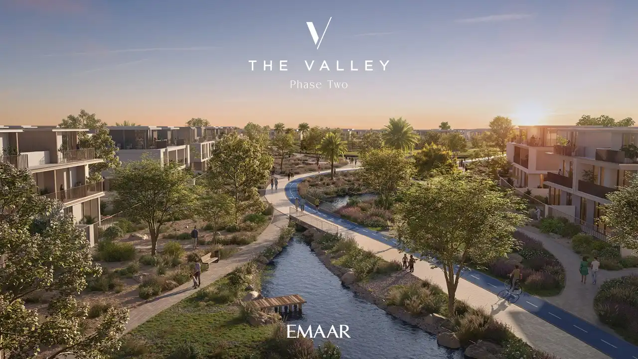Velora 2 at The Valley by Emaar waterfront cycling trails with landscaped greenery and modern residences in Dubai - Presented by Tohid Fetrat