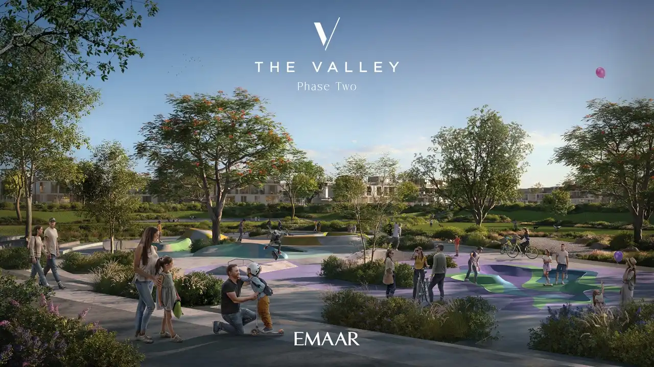 Velora 2 at The Valley by Emaar family skate park and landscaped outdoor activity spaces in Dubai - Presented by Tohid Fetrat