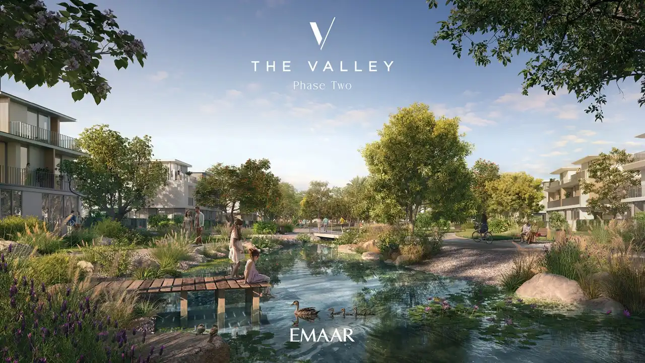 Velora 2 at The Valley by Emaar waterfront landscape with natural water features and contemporary residences in Dubai - Presented by Tohid Fetrat