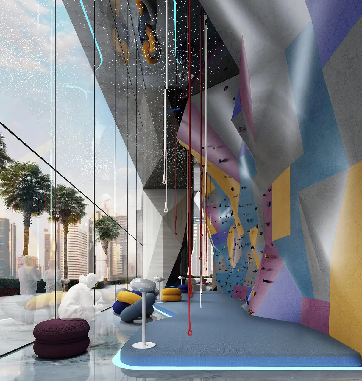 Volta by DAMAC in Downtown Dubai indoor climbing wall and adventure fitness zone with contemporary design in Dubai - Presented by Tohid Fetrat