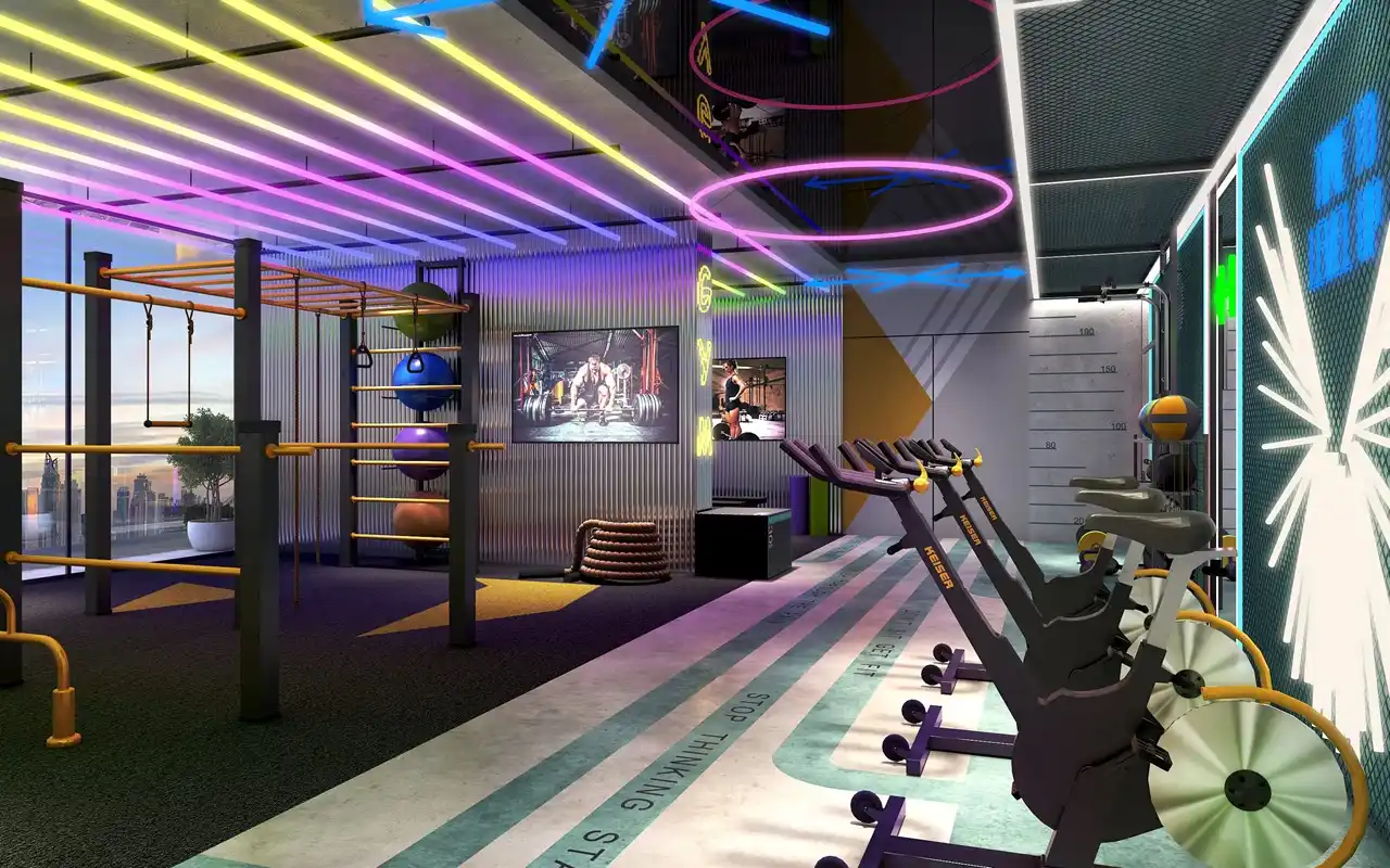 Volta by DAMAC in Downtown Dubai modern fitness gym with cardio equipment and training zones in Dubai - Presented by Tohid Fetrat