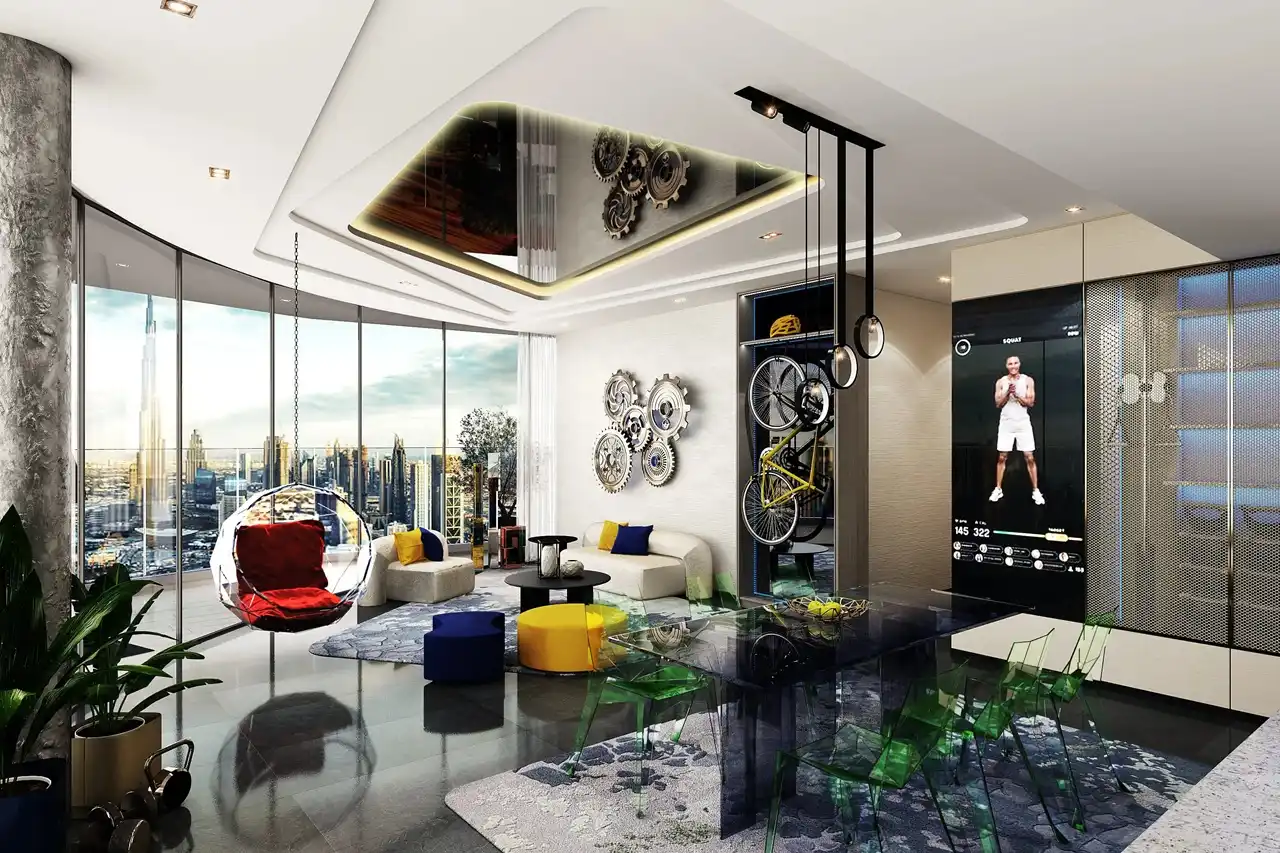 Volta by DAMAC in Downtown Dubai contemporary living space with integrated fitness features and Burj Khalifa views in Dubai - Presented by Tohid Fetrat