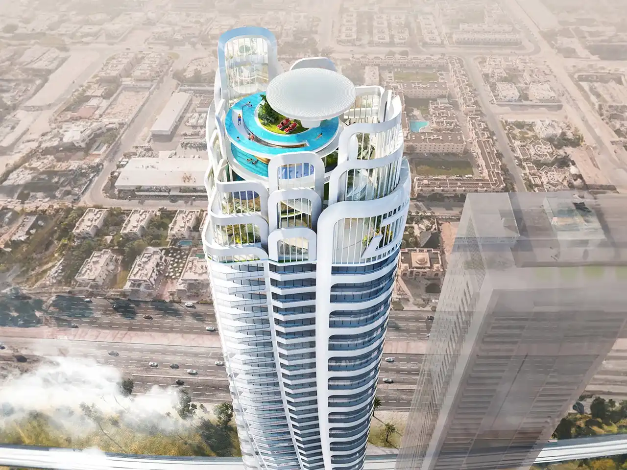 Volta by DAMAC in Downtown Dubai rooftop sky pool and leisure amenities at the tower crown in Dubai - Presented by Tohid Fetrat
