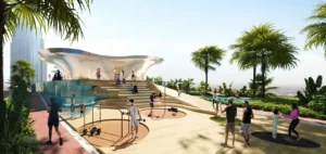 Volta by DAMAC in Downtown Dubai rooftop wellness deck with outdoor fitness areas and leisure spaces in Dubai - Presented by Tohid Fetrat