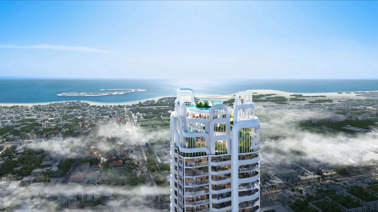 Volta by DAMAC in Downtown Dubai rooftop sky pool and leisure deck with panoramic city and Gulf views in Dubai - Presented by Tohid Fetrat