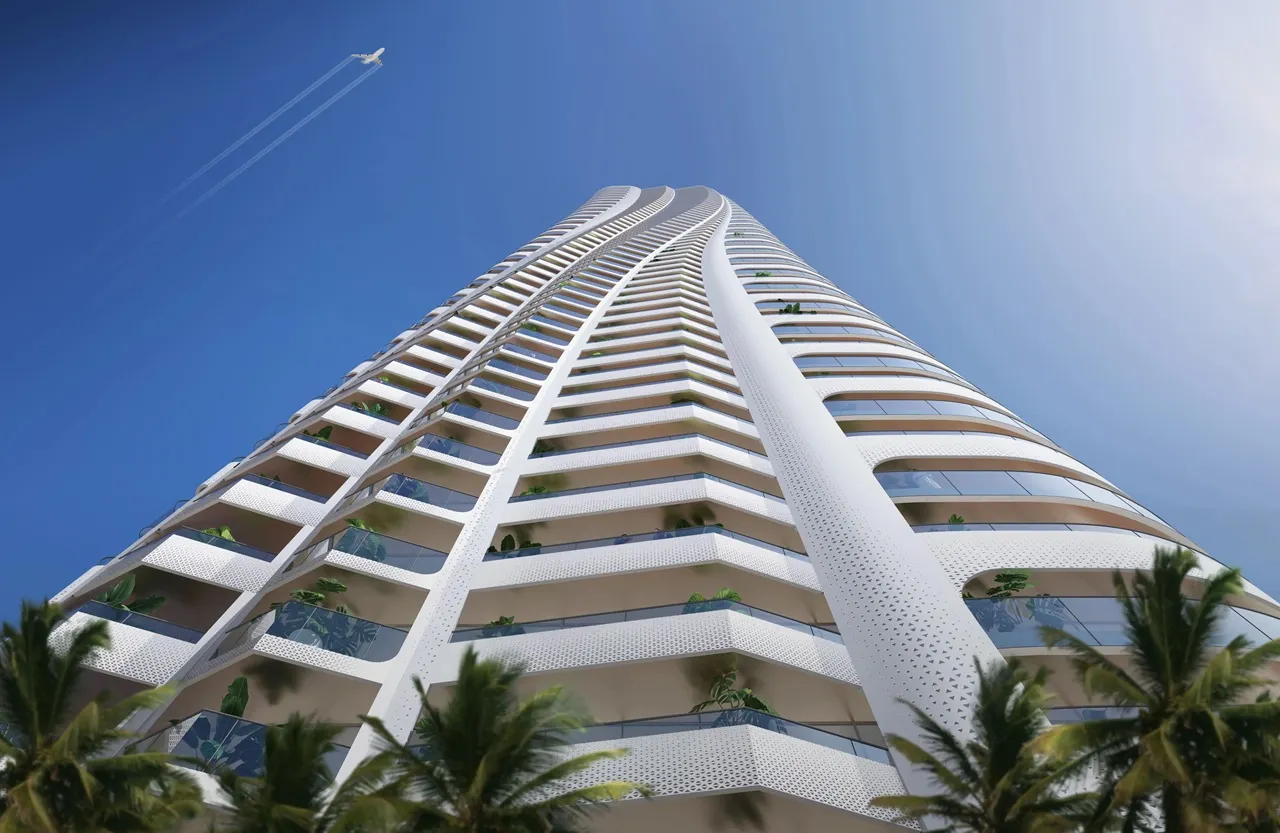 Volta by DAMAC in Downtown Dubai architectural tower façade with curved balconies and contemporary design in Dubai - Presented by Tohid Fetrat