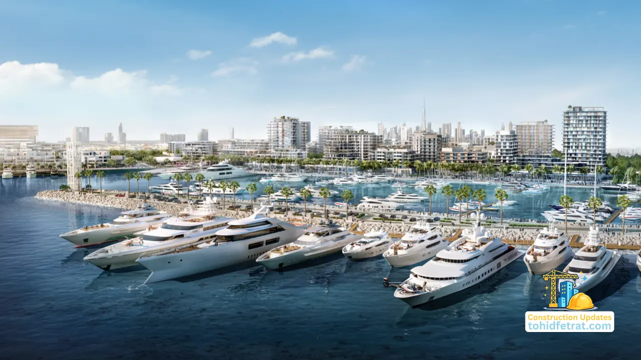 Luxury yachts and waterfront marina development at Rashid Yachts and Marina highlighting Dubai property investment growth Presented by Tohid Fetrat