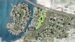Altus at Dubai Creek Harbour by Emaar Properties location within Dubai Creek Harbour master community map highlighting the project position in Dubai Presented by Tohid Fetrat
