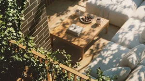 Arancia at The Yards by Beyond Developments private outdoor lounge with greenery and comfortable seating in Dubai - Presented by Tohid Fetrat