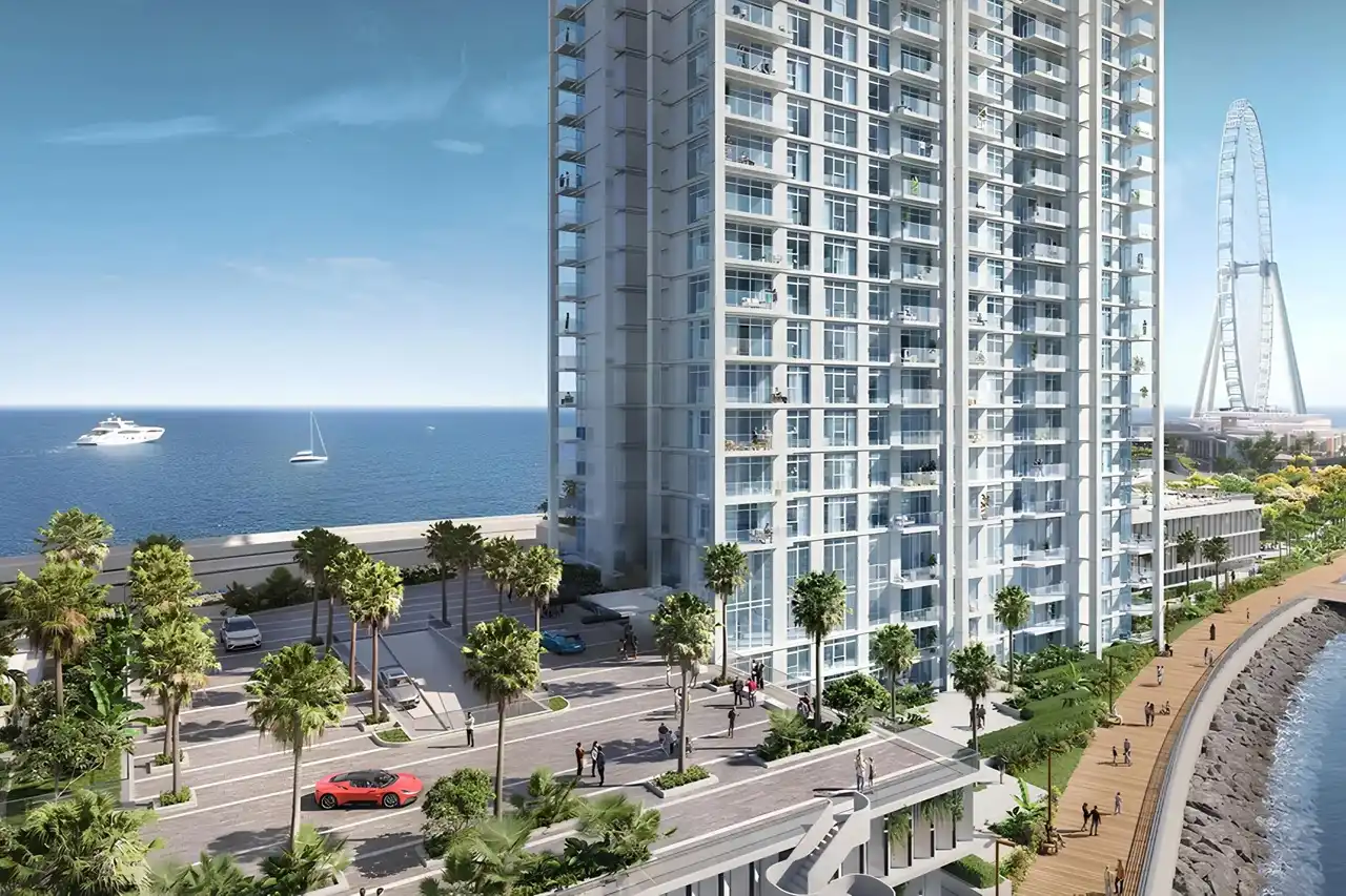 Bluewaters Bay at Bluewaters Island by Meraas residential tower beside the waterfront promenade with Ain Dubai views in Dubai Presented by Tohid Fetrat