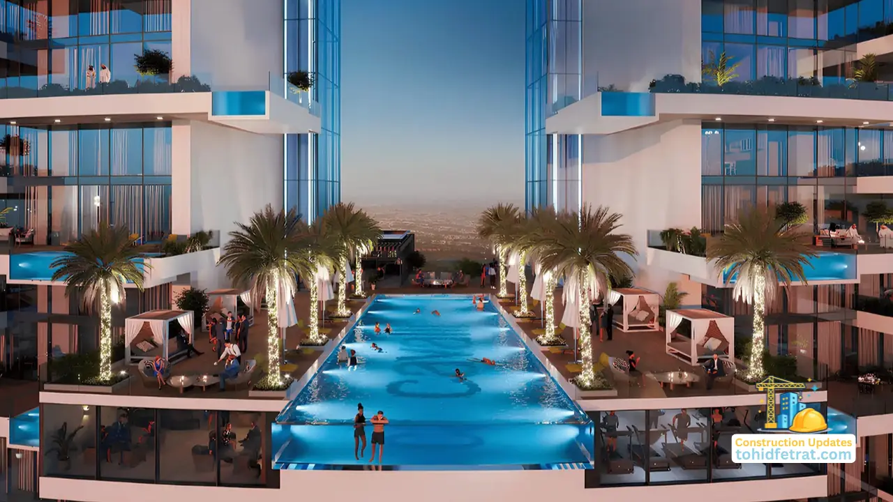 Cavalli Tower by DAMAC March 2026 construction update featuring the elevated sky pool and luxury amenities in Dubai - Presented by Tohid Fetrat