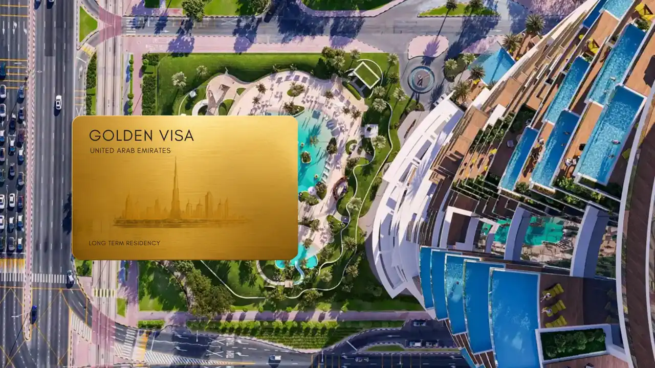 Cavalli Tower by DAMAC Golden Visa eligibility concept with luxury development and UAE Golden Visa card in Dubai - Presented by Tohid Fetrat
