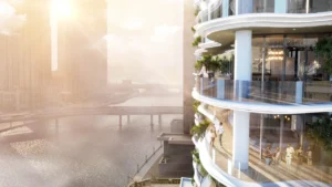 CHIC Tower by DAMAC in Business Bay luxury curved balconies overlooking Dubai Water Canal with panoramic waterfront views in Dubai Presented by Tohid Fetrat