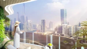 CHIC Tower by DAMAC in Business Bay luxury balcony overlooking Dubai Water Canal and Downtown skyline views in Dubai Presented by Tohid Fetrat