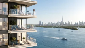 Creek Bay at Dubai Creek Harbour by Emaar Properties waterfront apartment balconies overlooking Dubai skyline and the Gulf in Dubai Presented by Tohid Fetrat
