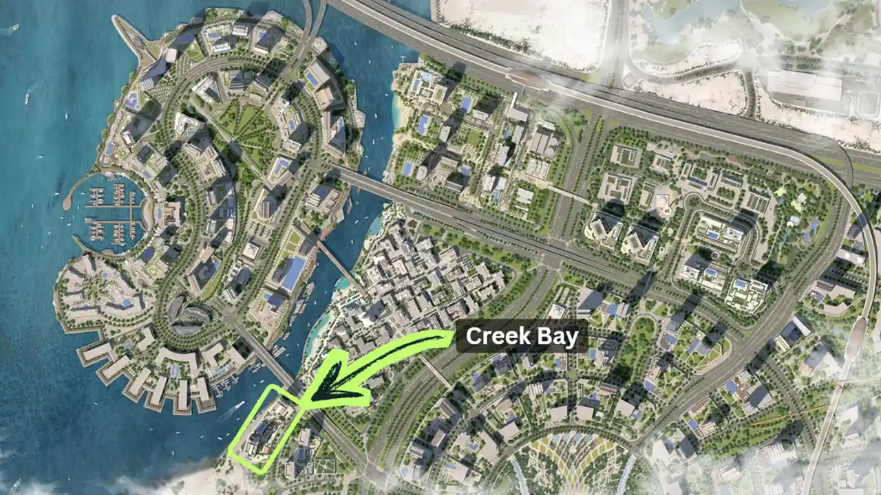 Creek Bay at Dubai Creek Harbour by Emaar Properties location within Dubai Creek Harbour master plan in Dubai Presented by Tohid Fetrat
