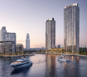 Creek Bay at Dubai Creek Harbour by Emaar Properties luxury residential towers overlooking the waterfront marina in Dubai Presented by Tohid Fetrat