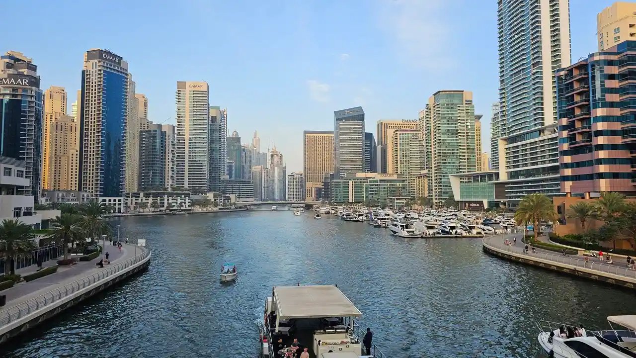 Dubai Marina waterfront skyline and yacht harbor view for Dubai Marina Properties for Sale, Captured by Tohid Fetrat
