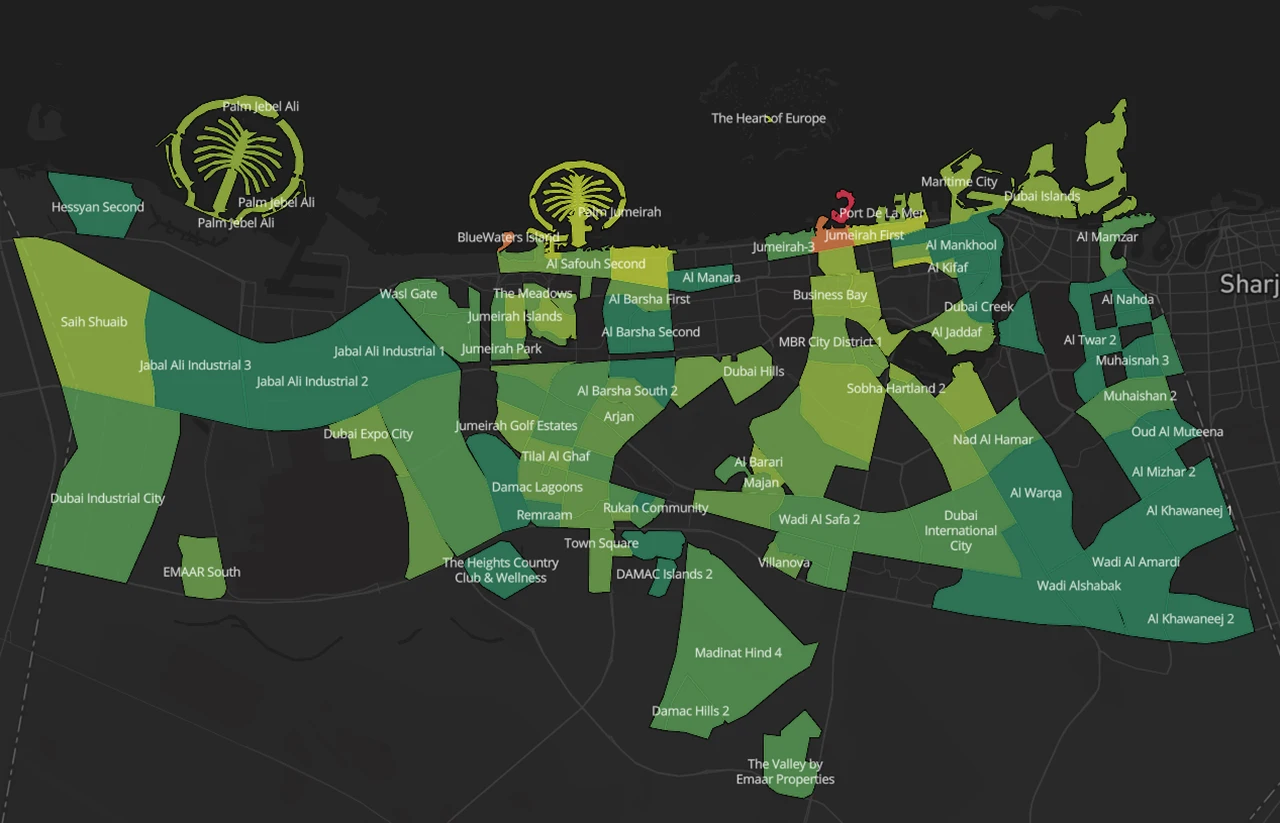 Dubai Real Estate Map highlighting major communities investment zones waterfront districts and residential areas across Dubai Presented by Tohid Fetrat