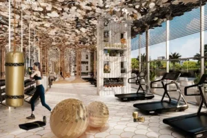 Elegance Tower by DAMAC in Downtown Dubai featuring a luxury fitness center with premium gym equipment and designer interiors in Dubai - Presented by Tohid Fetrat
