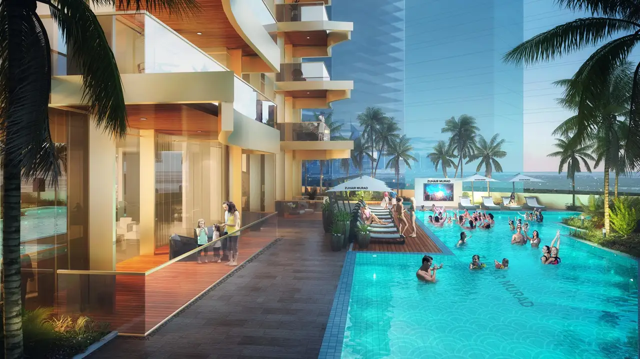 Elegance Tower by DAMAC in Downtown Dubai featuring resort style swimming pool and outdoor lifestyle amenities in Dubai - Presented by Tohid Fetrat
