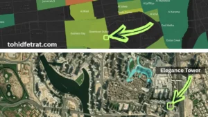 Elegance Tower by DAMAC in Downtown Dubai location within the Downtown Dubai community map highlighting the project position in Dubai - Presented by Tohid Fetrat