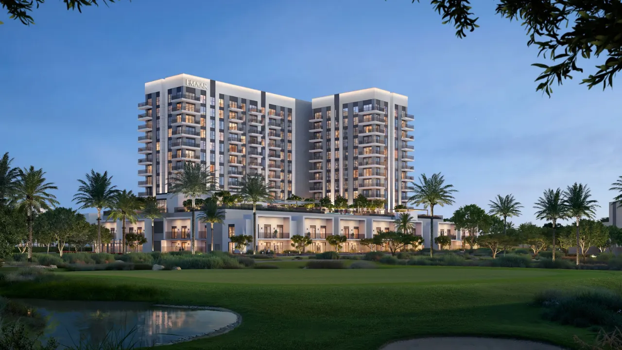 Golf Fields at Emaar South by Emaar Properties contemporary residential towers overlooking landscaped golf course surroundings in Dubai - Presented by Tohid Fetrat