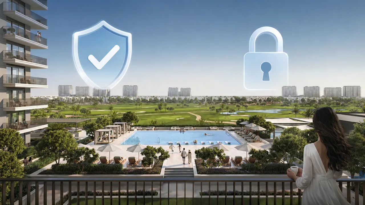 Golf Fields at Emaar South by Emaar Properties highlighting escrow account protection and secure property investment in Dubai - Presented by Tohid Fetrat