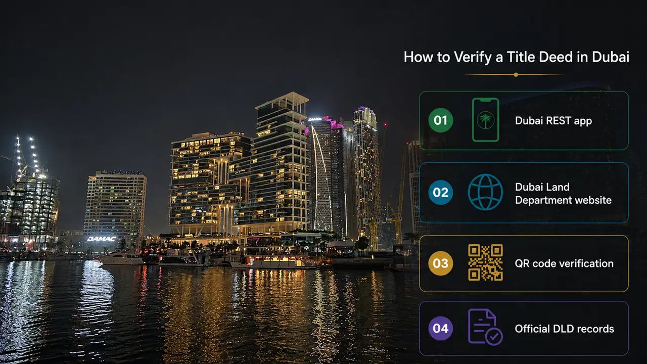 How to Verify a Title Deed in Dubai using the Dubai REST app, Dubai Land Department website, QR code verification, and official DLD records Captured by Tohid Fetrat
