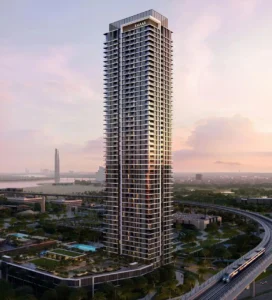 Montiva by VIDA at Dubai Creek Harbour by Emaar residential tower exterior overlooking landscaped amenities and waterfront surroundings in Dubai - Presented by Tohid Fetrat