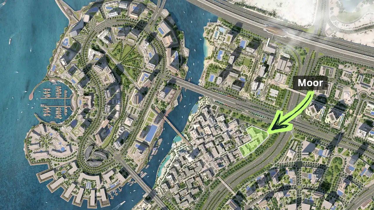 Moor at Dubai Creek Harbour by Emaar Properties location within Dubai Creek Harbour master community map highlighting the project site in Dubai Presented by Tohid Fetrat