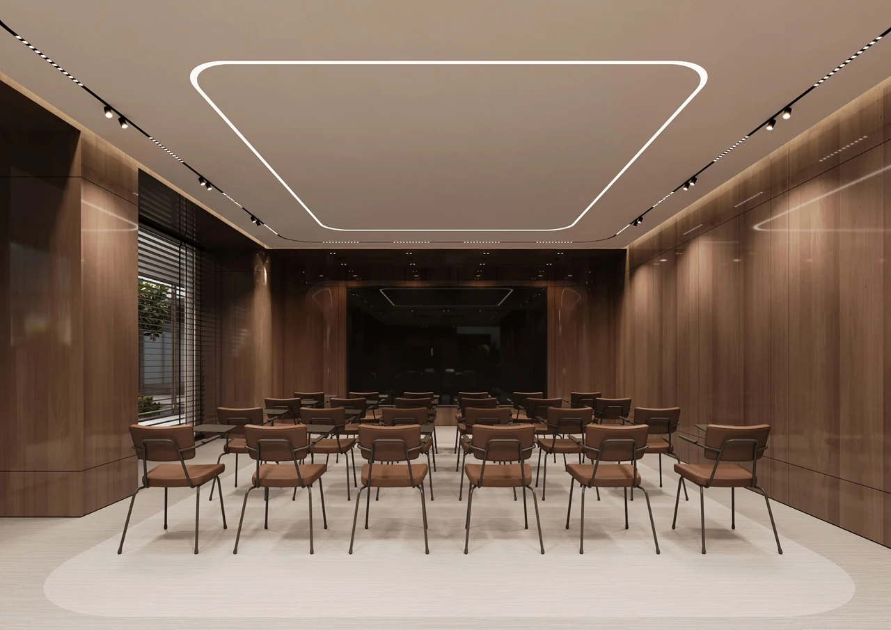 ORLA, Dorchester Collection, Dubai by OMNIYAT function room featuring flexible seating arrangements, contemporary interiors, premium finishes, and a private event setting in Dubai. Presented by Tohid Fetrat