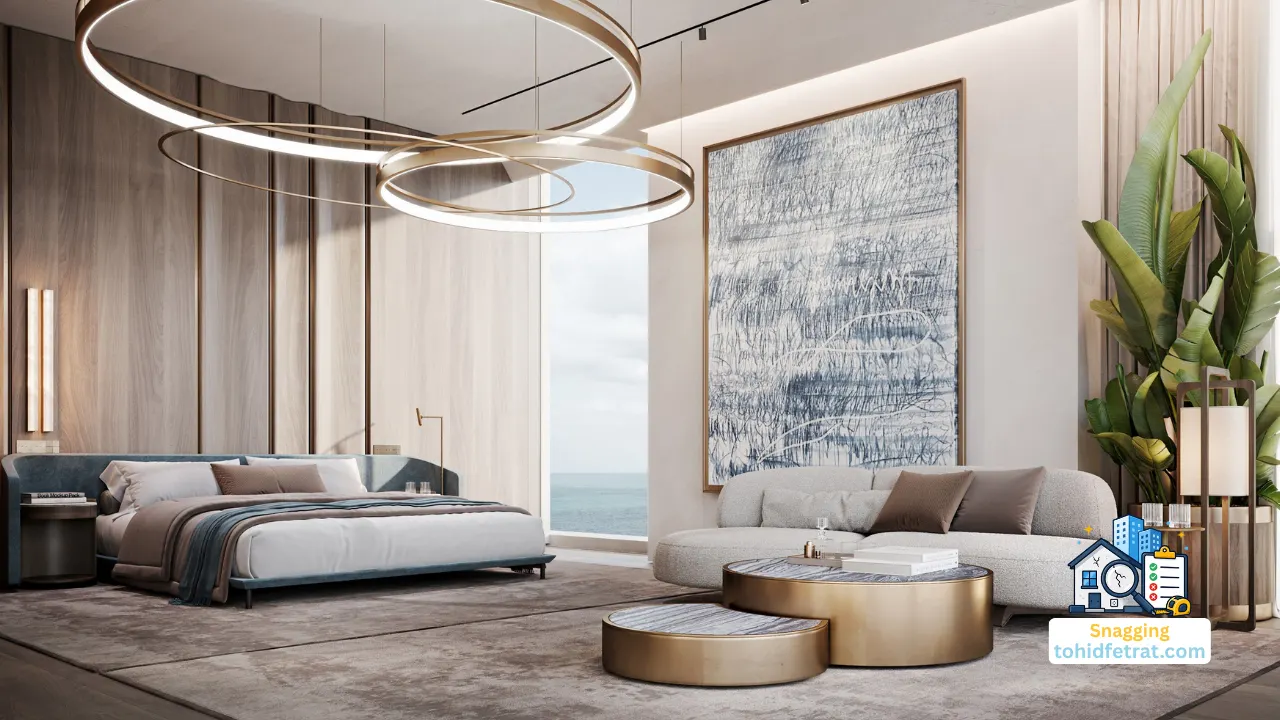 Luxury bedroom interior at ORLA on Palm Jumeirah illustrating why an independent inspection protects ORLA buyers before handover Presented by Tohid Fetrat