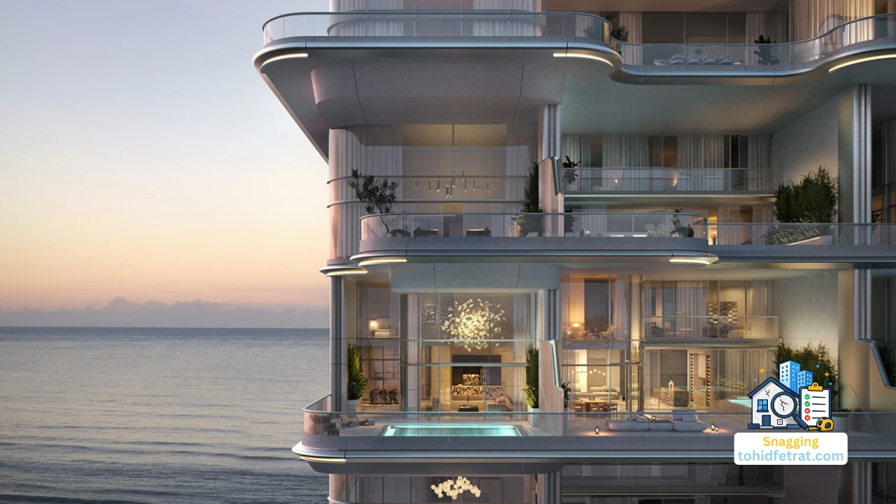 ORLA luxury oceanfront residence façade on Palm Jumeirah illustrating why snagging matters at this stage before handover Presented by Tohid Fetrat