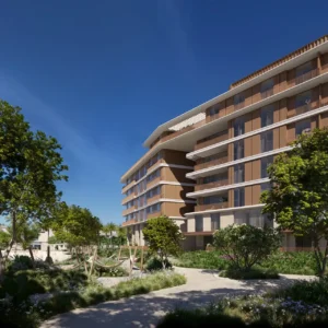 Palm Central Frond N Residences at Palm Jebel Ali by Nakheel contemporary residential building surrounded by landscaped gardens, walking paths and outdoor relaxation spaces in Dubai - Presented by Tohid Fetrat