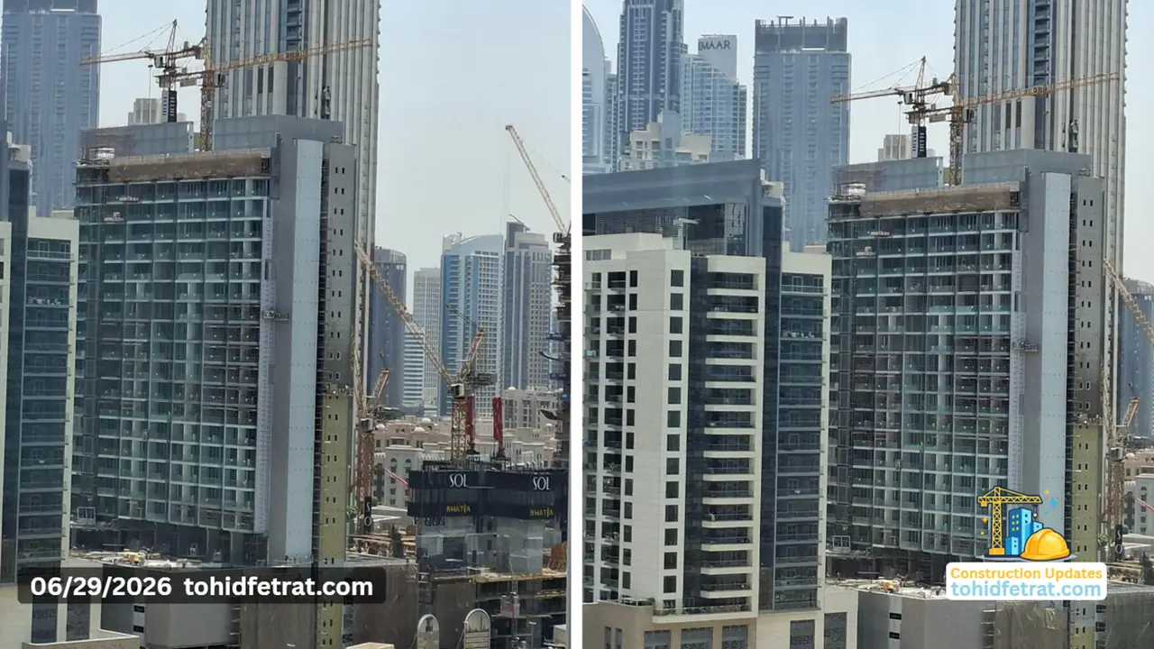 Rove Home Downtown Dubai Construction Update showing the residential tower under construction on 29 June 2026 in Downtown Dubai Captured by Tohid Fetrat