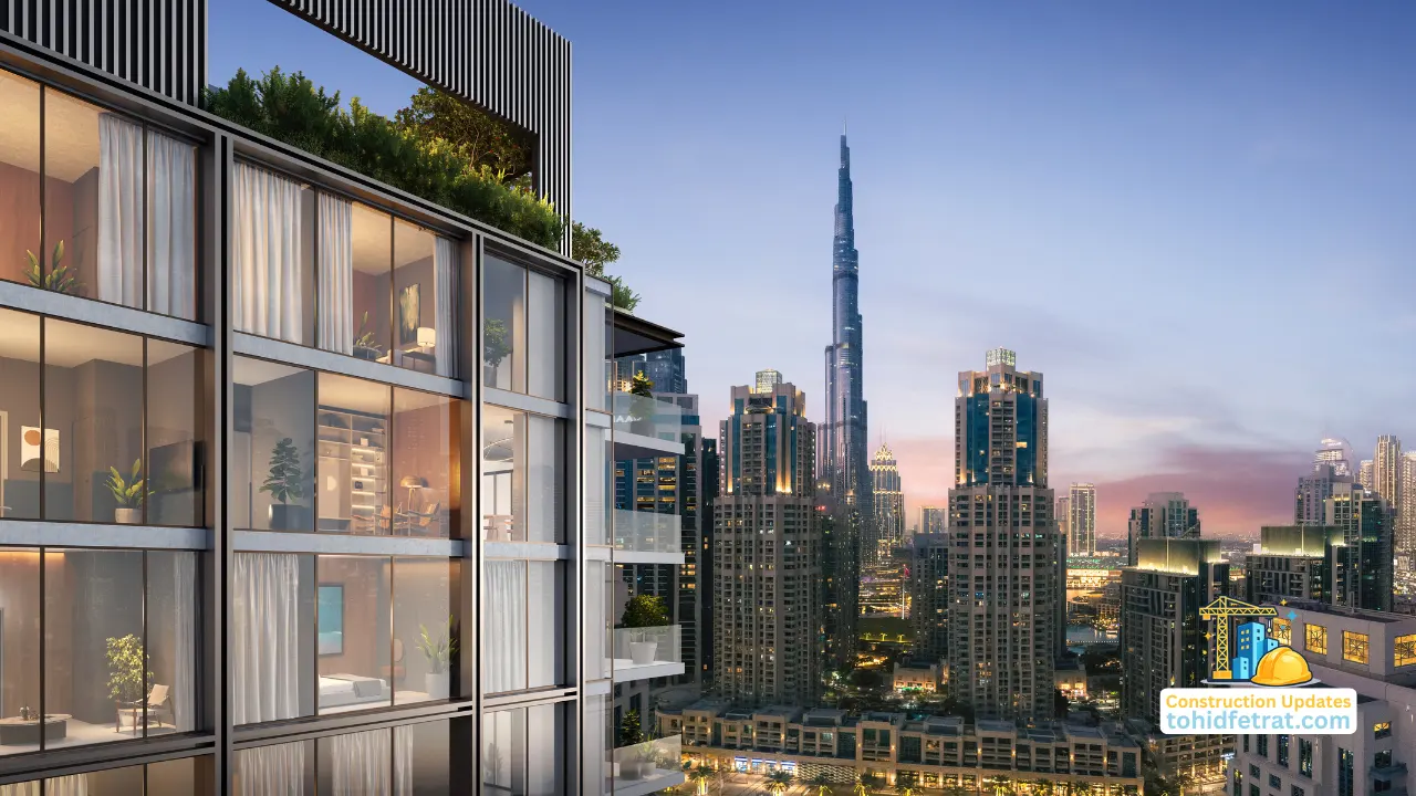 Rove Home Downtown Dubai Construction Update February 2026 featuring project progress, completed façade sections, residential tower development, Downtown Dubai skyline views, and ongoing construction milestones. Presented by Tohid Fetrat