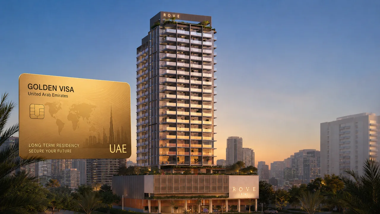 Rove Home Downtown Dubai Golden Visa page featuring luxury residential investment opportunities, UAE Golden Visa eligibility through Dubai real estate ownership, and modern urban living in Downtown Dubai. Presented by Tohid Fetrat