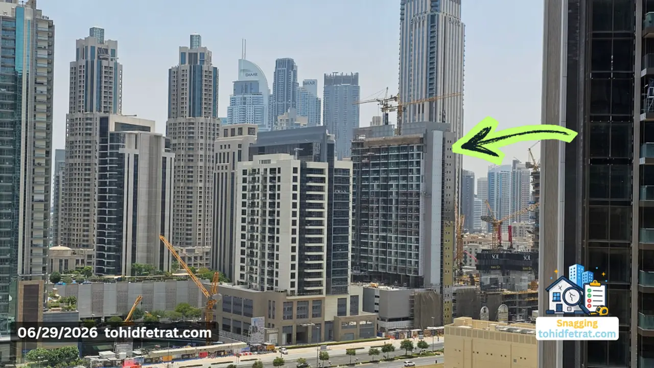 Rove Home Downtown Dubai Snagging Inspection showing the tower under construction on 29 June 2026 in Downtown Dubai Captured by Tohid Fetrat