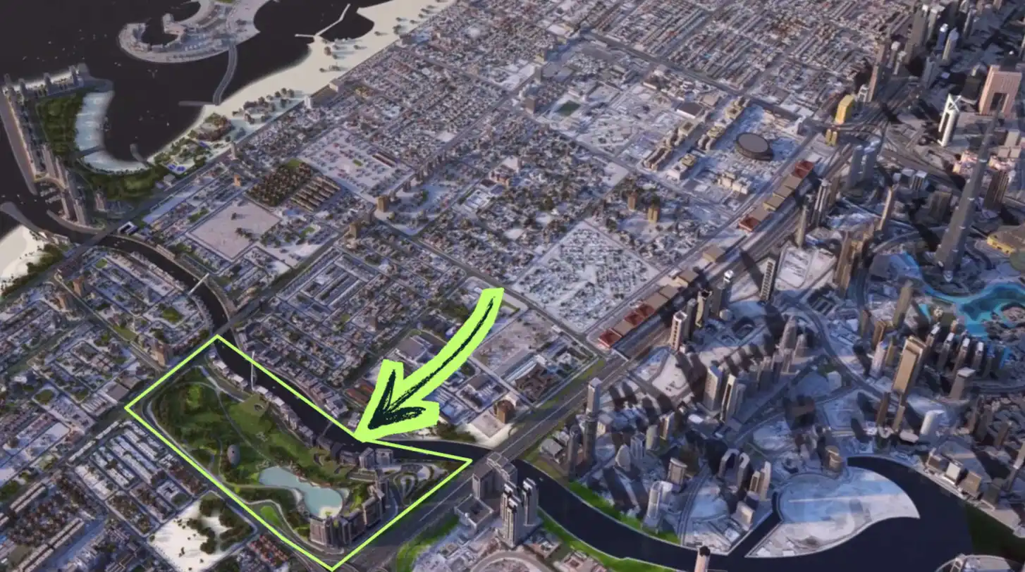 Safa Park Masterplan showing the community layout and surrounding Dubai districts Presented by Tohid Fetrat