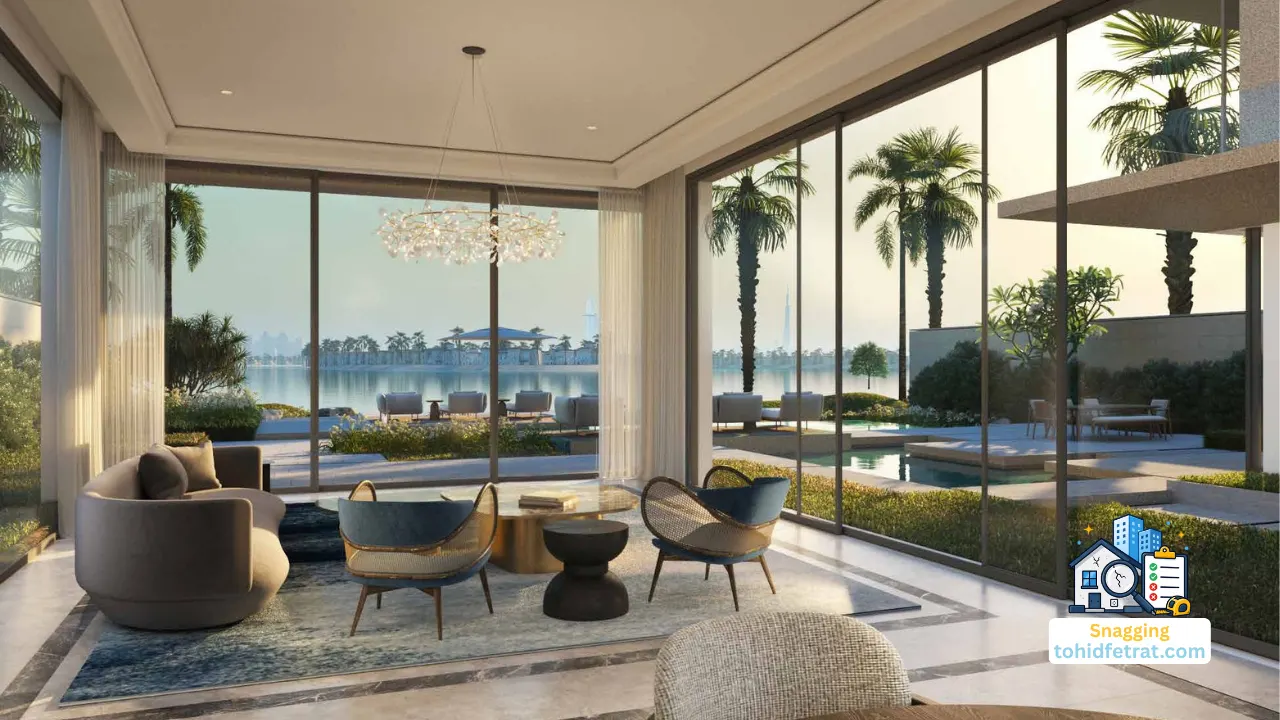 Luxury living room at Six Senses Residences The Palm illustrating why an independent inspection protects Six Senses Residences The Palm buyers before handover Presented by Tohid Fetrat