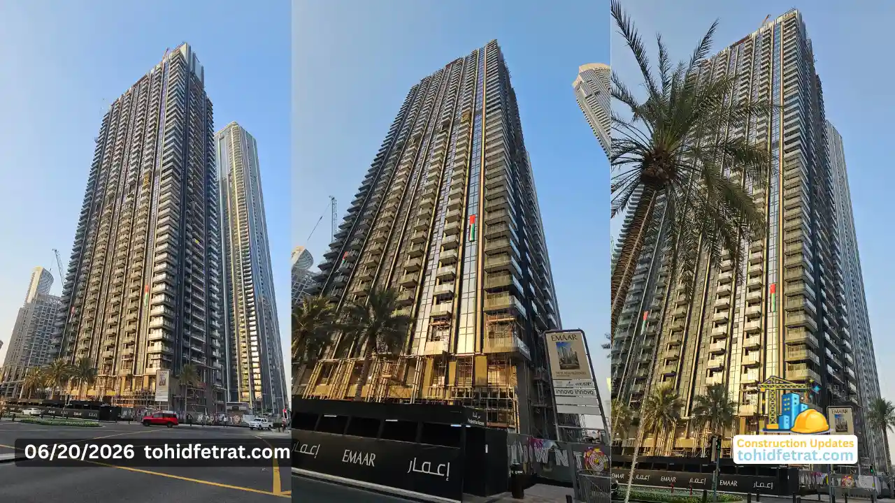 The St. Regis Residences Construction Update June 2026 showing the residential tower exterior on 20 June 2026 in Downtown Dubai Captured by Tohid Fetrat