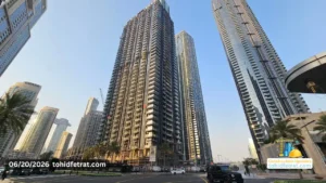 The St. Regis Residences Downtown Dubai construction progress showing high rise residential towers and active site works in 20 June 2026 Dubai Captured by Tohid Fetrat