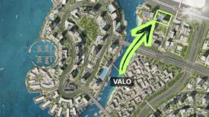 VALO at Dubai Creek Harbour by Emaar Properties location within Dubai Creek Harbour master plan highlighting the project position in Dubai - Presented by Tohid Fetrat