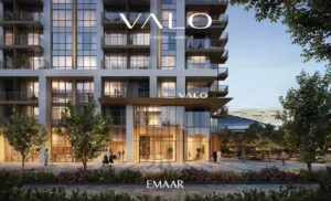 VALO at Dubai Creek Harbour by Emaar Properties residential tower entrance with landscaped surroundings and contemporary architecture in Dubai - Presented by Tohid Fetrat