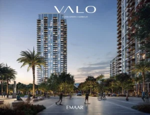 VALO at Dubai Creek Harbour by Emaar Properties residential tower with landscaped boulevard and pedestrian friendly streetscape in Dubai - Presented by Tohid Fetrat