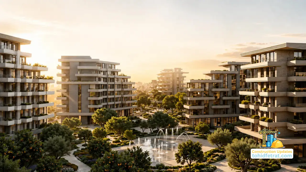 Why The Yards by Beyond Construction Updates Matter for Dubai Property Investors featuring landscaped residential buildings, community gardens, and central water features Presented by Tohid Fetrat