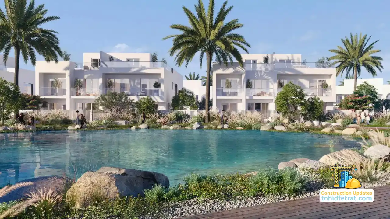 Alana at The Valley Construction Updates featuring modern waterfront villas surrounded by landscaped gardens and a tranquil lagoon in Dubai Presented by Tohid Fetrat