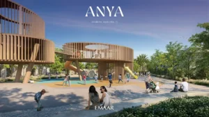 Anya at Arabian Ranches 3 by Emaar Properties outdoor children's playground with modern play structures and landscaped surroundings in Dubai Presented by Tohid Fetrat